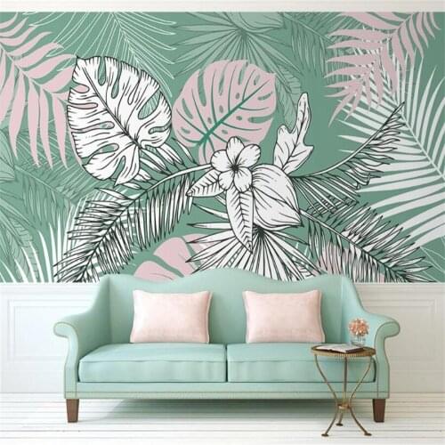 Milofi custom 3D wallpaper mural hand-painted tropical plants modern background wall living room bedroom decoration painting wal