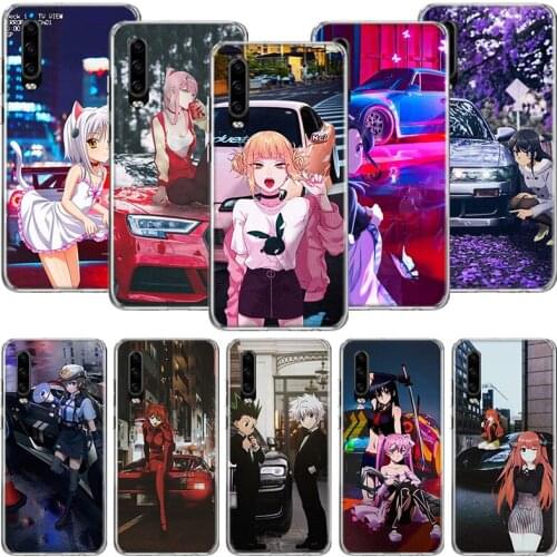 Sports Car Cute Anime Girl Phone Case For Huawei P30 P40 P20 P10 Mate 20 10 30 Lite Pro P Smart Z Plus Printing Cover Coque Shel