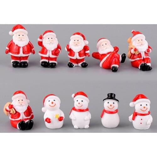 Mini Resin Christmas Decoration Santa Claus Snowman Tree Micro Landscape Model DIY Miniature Garden Figurines Home Decoration