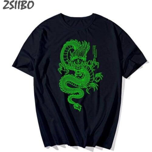 Mens tshirt Harajuku Summer Vintage Cool Unisex Chinese Dragon Print Casual Short Sleeve t shirt Streetwear Plus Size T-shirt