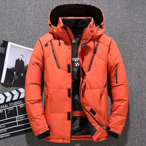 QSuper Winter Thick Men Jacket Solid Hooded Coats Hat Detachable Jacket Mens Fashion Casual Fit Clothing Coat