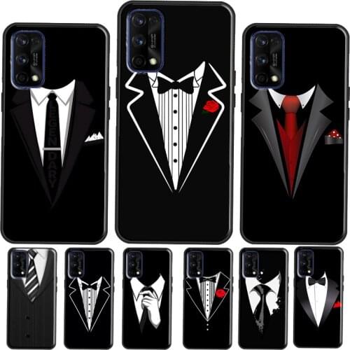 Man Suit Shirt Tie Cover For OnePlus 9 Pro 7 8 Nord 9R 7T 8T Phone Case For Realme 6 7 8 Pro Q3 GT Neo C3 C21