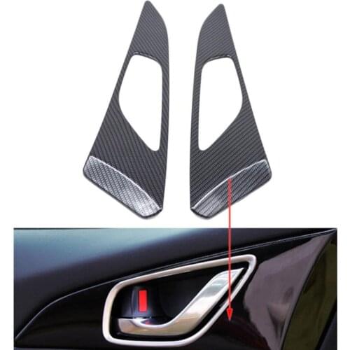 BBQ@FUKA Car Interior Carbon Fiber Style Door Handle Panel Cover Trim Anti Scratch Or Protection Stickr Fit For 3 Axela 14-16