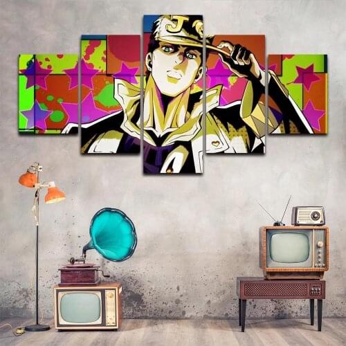 Wall Art Modern Print 5 Pieces Anime Characters Jotaro Kujo Canvas Painting Modular Picture Poster Home Decor Frame Living Room