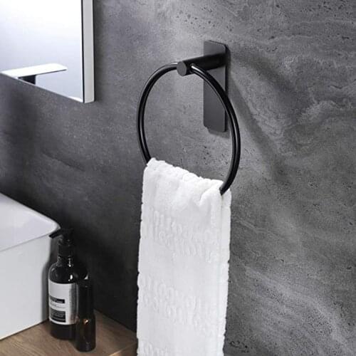 Stainless Steel Towel Ring Bathroom Non Perforated Towel Rack Towel Bar Kitchen Towel Rack Hook Bathroom Hardware Home Kitchen