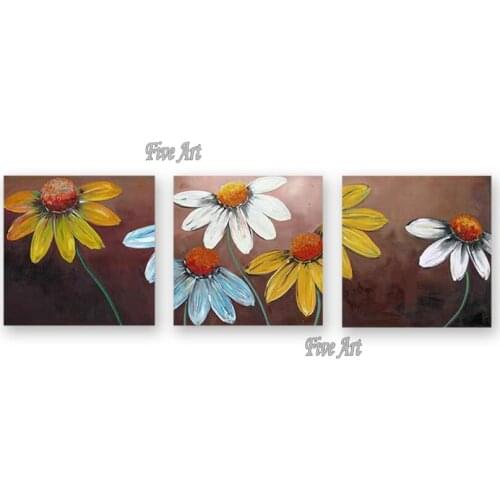 New Arrival 3PCS Group Oil Painting Flower Art 100% Hand-painted Sunflower Painting Picture Wall Decor Canvas Art Unframed