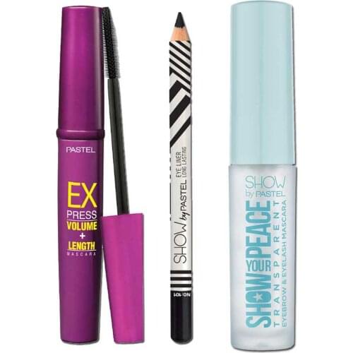 Pastel Transparan Eyebrow And Eyelash Mascara & Pastel Express Volume & Length Mascara No 101 Eye Liner