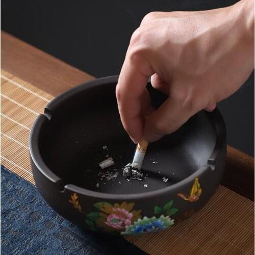 Creative Large Purple Sand Ashtray Retro Fashion Chinese Personality Ceramic Ashtray Home Living Room Office Windproof