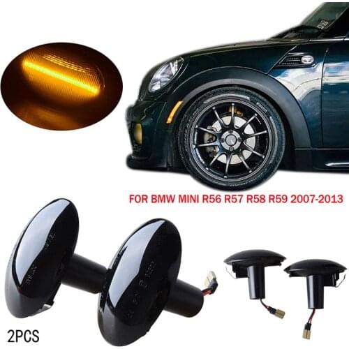 Fit For MINI Cooper Gen2 R55 R56 R57 R58 R59 Fender Side Marker Light Turn Signal Indicator Lamp Assembly 12V 18smd SmokeBlack