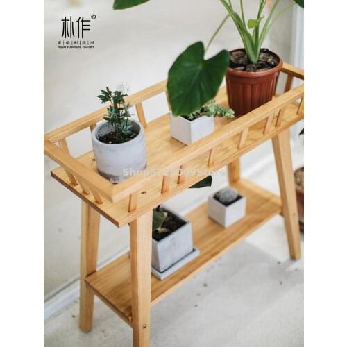 Solid wood balcony flower stand floor multi-layer green radish spider plant multi-meat living room simple modern Nordic wooden n
