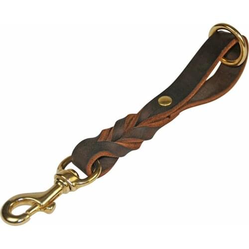 30cm One step Dog Leash Short pet traction belt Braided Real Leather dog Walking Training Lead for Medium Large Big Dogs