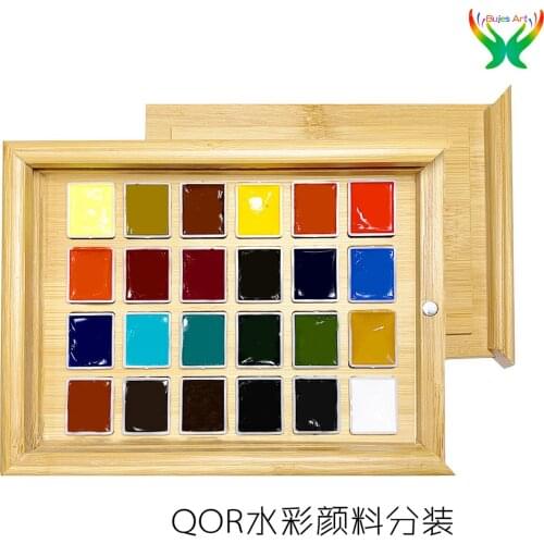 QOR Watercolor Master Diffusion Dividing Pigment Bamboo Box /1ml/2ml，Professional pigment for students，Art supplies，watercolor