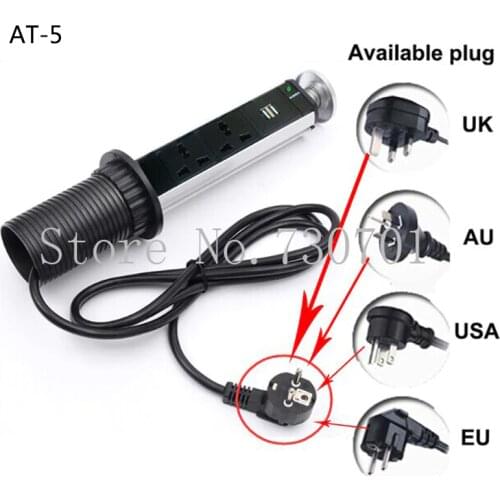 Tensile Pop Up Socket tomada Kitchen table with LED Indicator retractable outlet 3 universal power 2 charge USB free shipping