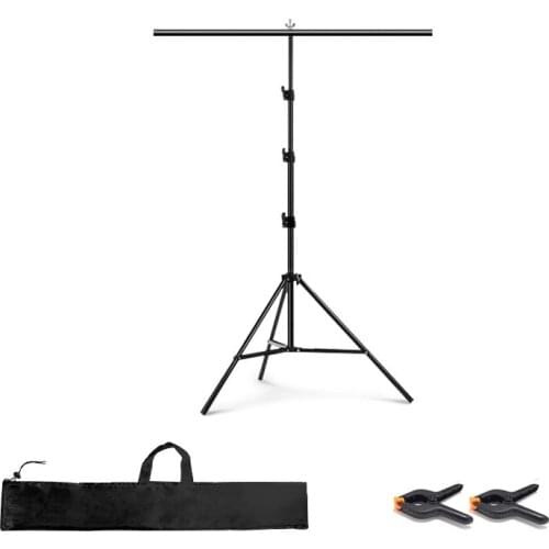 Adjustable 200*150CM T-shaped Photography Background Stand Backdrop Support System with 2 Clamps