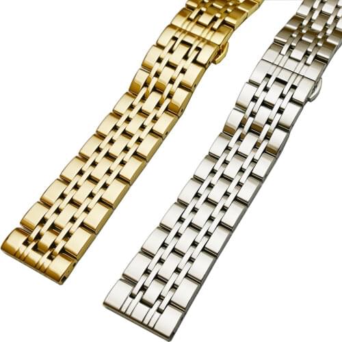 Stainless Steel Watch Band 12mm 14mm 16mm 18mm 19mm 20mm 21mm 22mm 23mm 24mm Strap Wristband Curved End Watch Strap Replacement