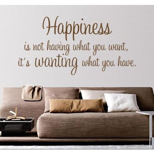 Happiness is Not Having What You Want ,its wanting what you have Wall Stickers Home Decor Living Room Removable Wall Decal A024