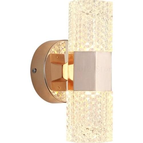 Modern Simple Luxury LED Wall Lights Living Room Decoration Three-color Dimming Acrylic Lampshade Golden Indoor Lighting Fixture