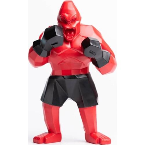 Boxing Gorilla Sculpture King Kong Statue Resin Geometric Modern Resin Statues for Home Decor Anmial Figure Home Decoration