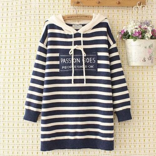 Plus size striped knitted women loose sweatshirts sweaters 2021 new winter casual ladies sweater pullovers female tops