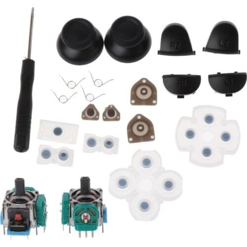 L1 R1 L2 R2 Trigger Buttons 3D Analog Joysticks Thumb Sticks Cap Conductive Rubber For PS4 Controller Repair Set Nov.22