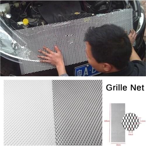 Universal 100x33cm Aluminum Car Vehicle Black Body Grille Net Mesh Grill Section Car Grille Net Racing Grills Black/Silver