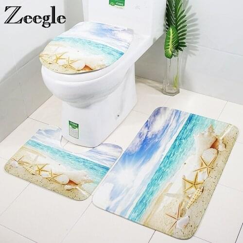 Zeegle 3Pcs/set Bathroom Mat Toilet Rugs Anti-slip Bathroom Carpets Set Bath Mats Flannel Bathroom Rug Cover Toilet Shower Mats