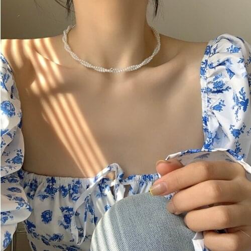 Elegant Two Layers Imitation Pearl Choker Necklace Round Pearl Wedding Necklace for Women Charm Fashion Jewelry