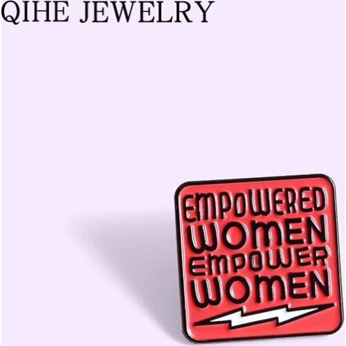 Women Power Feminist Pins Badge Lapel Pin Red Rectangle Letters Lightning Enamel pin Gifts For Girls Friends Fashion Jewelry