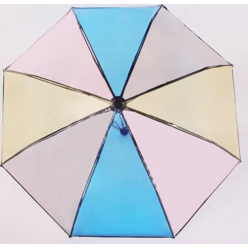 8 Ribs Transparent Fold Rainbow Women Rain Umbrella PVC Clear Hiking Fully Automatic Men Umbrellas Outdoor Travel Girls Parasol