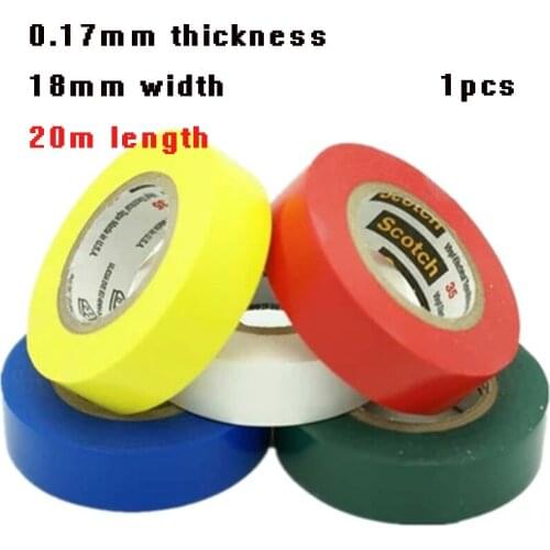 1pcs 18mm width 20m length 0.17mm PVC Electrical tape insulation tapes Heat Resistant Electrical waterproof Power tapes