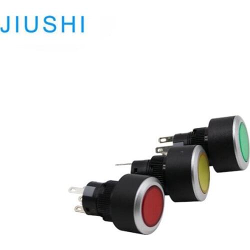 SMU-11D High quality 5pins round flat head 22mm button illuminated momentary plastic push button switch LED