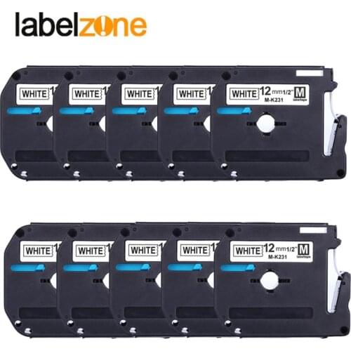 10pcs 12mm mk231 Label tapes Compatible for Brother p-touch Label Printer M Tape MK231 M-K231 MK-231 label ribbon cassette