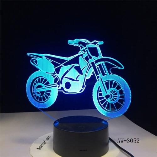 3D-3052 Motorcycle Model 3D Illusion Led Lamp Colorful Touch Nightlight Flash Lighting Glow in the Dark Motor Toys