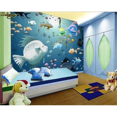 Beibehang mural wallpaper Children living room sofa bedroom TV backdrop background Underwater World 3d photo wallpaper for walls
