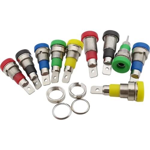5Pcs 4mm Banana Socket Female Jack Panel Mount Binding Post Adapter for 4mm Banana Plug Connector Red Black Yellow Green Blue