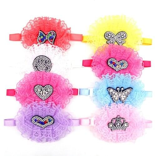 60X Pet Dog Cat Bow Ties Adjustable Lace Bowties for Small Medium Dogs Puppy Grooming Accessories for Party Wedding Holiday