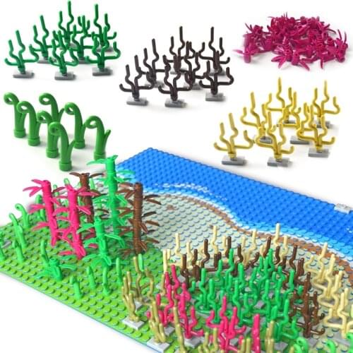 MOC City Tree Plant Accessories Building Blocks Seaweed grass Bush bamboo island river base plate Compatible All Brands creator