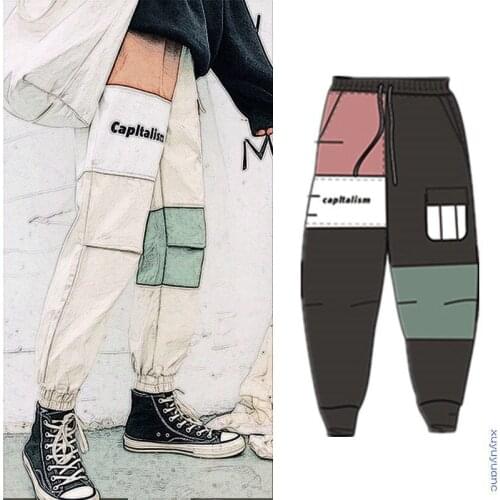 Cargo Pants Men Hip Hop Patchwork Joggers Harem Pants Ankle Length Trousers Techwear