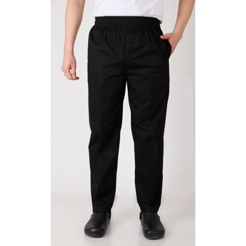 New style black Chef Uniform Restaurant Kitchen Trouser Chef Pants Elastic Waist Bottoms Food Service Pants Mens Work Wear