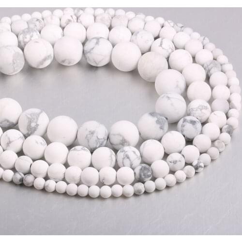 Natural Stone Dull Polish White Turquoises Howlite Beads Round Loose Spacer Beads For Bracelet Necklace Jewelry Making DIY