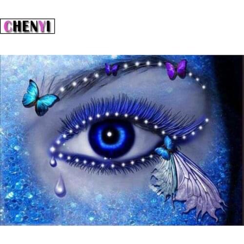 CHENYI Full Square Drill 5D Diy Diamond Painting Eye Butterfly Diamond Embroidery Cross Stitch 3D Mosaic Needlework Home Decor