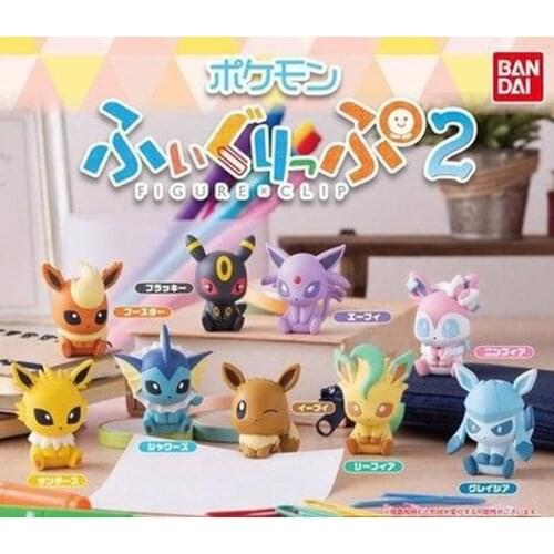 Bandai Genuine Gashapon Toys Pokemon Pikachu Espeon Charmander Eevee Snorlax Jolteon Flareon Cute Figure Clip Action Figure Toys