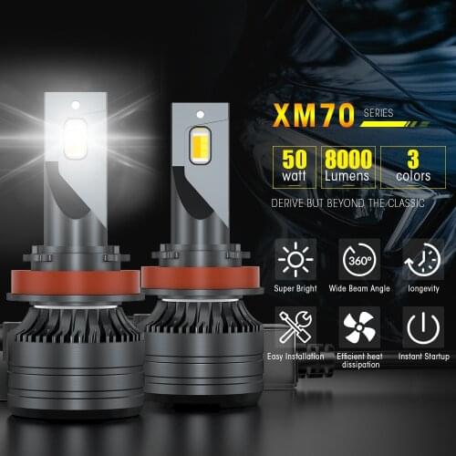 KALADA 2PCS XM70 Car Headlight Bulbs Auto Replacement Parts Ultra Bright Fog Light ходовые огни H1 H11/H8/H9 9006 H7 Led Canbus