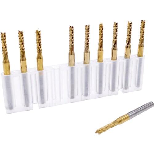 10pcs 0.6-3.175mm PCB Machine Engraving Bit End Mill Milling Cutter For Metal Carbide PCB Corn Milling Cutter Set 3.175mm Shank