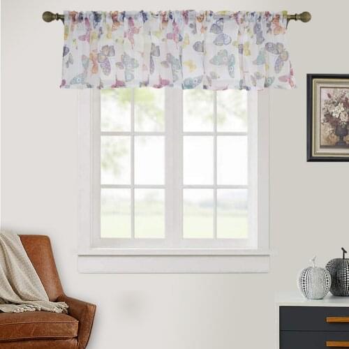 Butterfly Short Curtains Sheer Voile Curtains Window Kitchen Bedroom Window Treatment Panels Roman Curtains Tulle