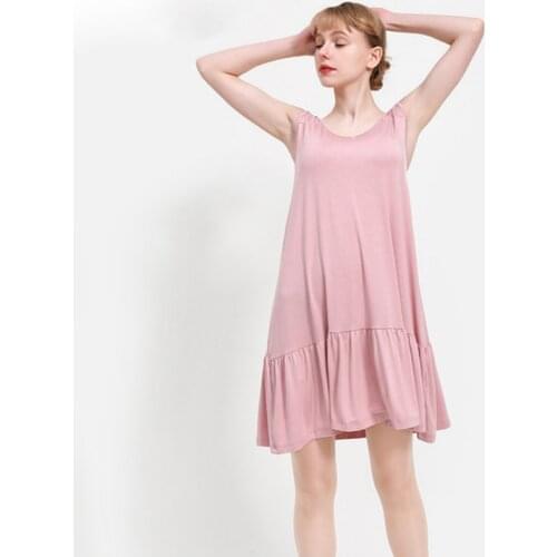 2021 Summer Women Sleeveless Vest Dress Loose Soft Women Casual Home Nightgowns Solid Color Lady Top Clothes Night Dresses WF083