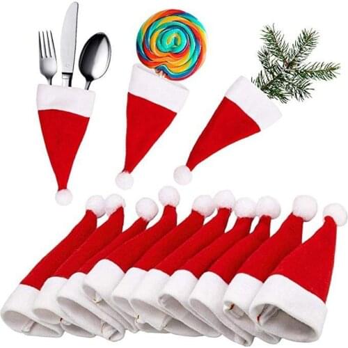 New Year Christmas Gift Bags Tableware Fork Knife Holder Bag Navidad Noel Christmas Decorations for Home Dinner Table Eve Decor