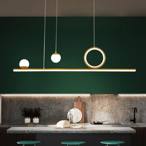 Minimalist restaurant chandelier modern minimalist led long remote control adjustable restaurant bar chandelier Nordic lamp