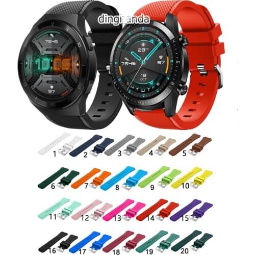 22mm Soft Silicone Watch Strap Band For Huawei Watch GT GT2 46mm GT2e GT2 pro Honor MagicWatch 2 46mm Honor GS Pro Correa straps