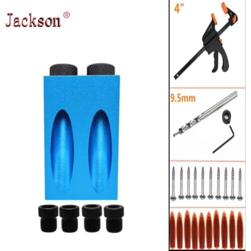Pocket Hole Jig Kit 6/8/10mm Drive Adapter For Woodworking Angle Drilling Holes Guide Dowel Jig Wood Tools With Screwdrivers